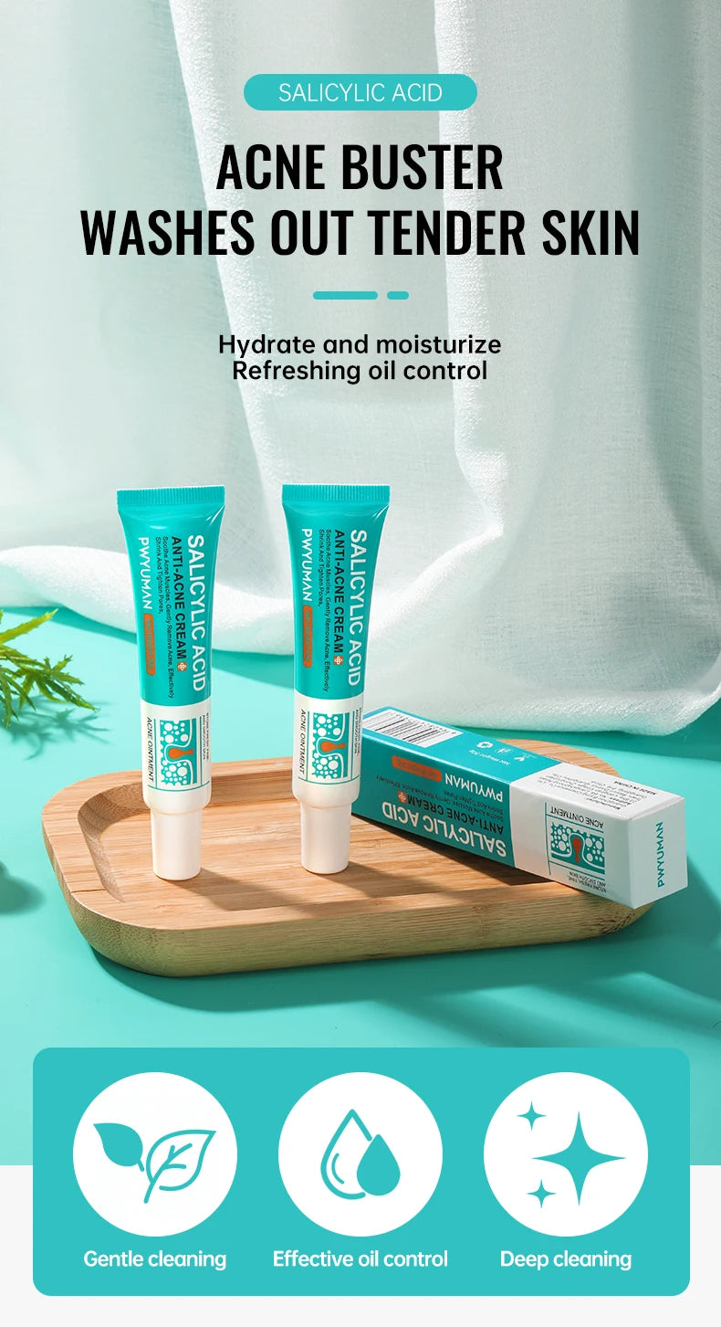 Salicylic Acid Acne Reduce Face Cream Faded Pimple Spots Deep Cleaning Pore Acne Scar Oil Control Moisturizing Skincare Product