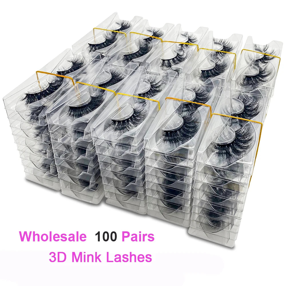 Wholesale Mink Eyelashes 100pcs Dramatic Long Mink Lashes Makeup Full Strip Lashes False Eyelashes 3D Mink Eyelashes Reusable