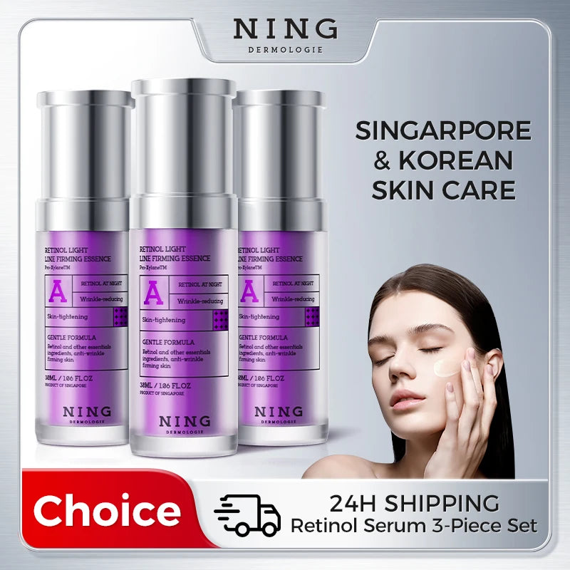 NING Retinol Anti-Aging Serum 30ml x 3 – Starter-Friendly Night Essence for Wrinkle Repair, Firming &amp; Youthful Glow