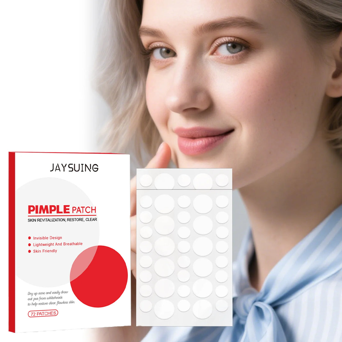 Acne Patches with Salicylic Acid for Face 72pcs Tea Tree Oil and Glycerin Clear Skin Blemish Spot Treatment Pimple Zit Cover